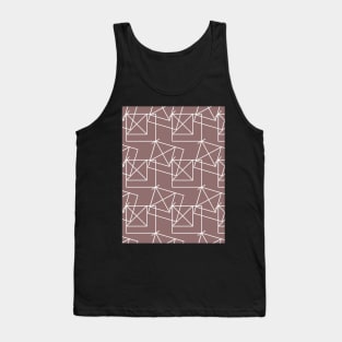 White lines, abstract geometry on a brown background Tank Top